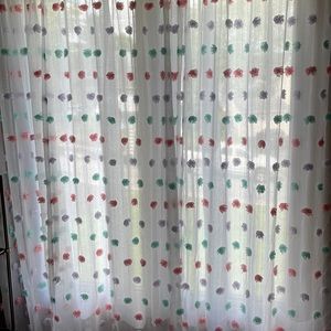 Super cute sheer trendy curtains. Floor length 34x84 .